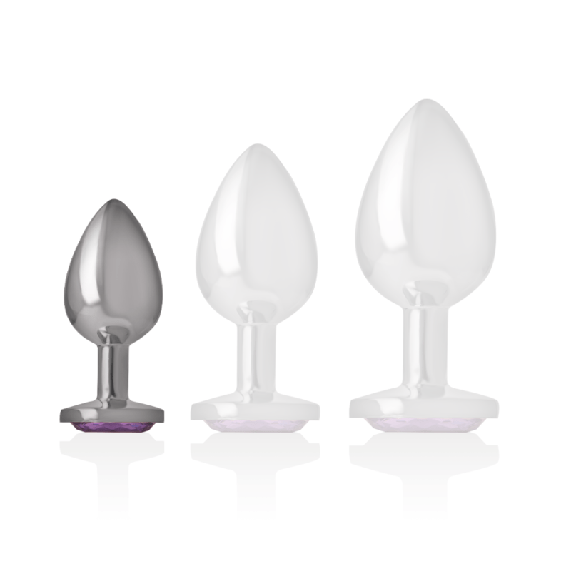 INTENSE - ALUMINUM METAL ANAL PLUG WITH VIOLET CRYSTAL SIZE S - Amore24