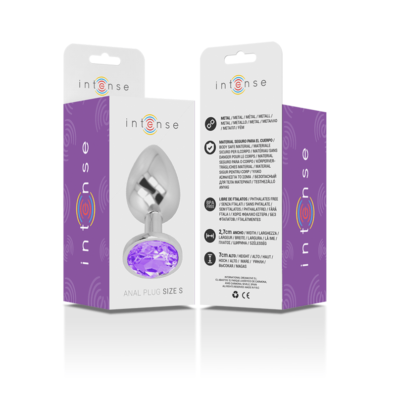 INTENSE - ALUMINUM METAL ANAL PLUG WITH VIOLET CRYSTAL SIZE S - Amore24