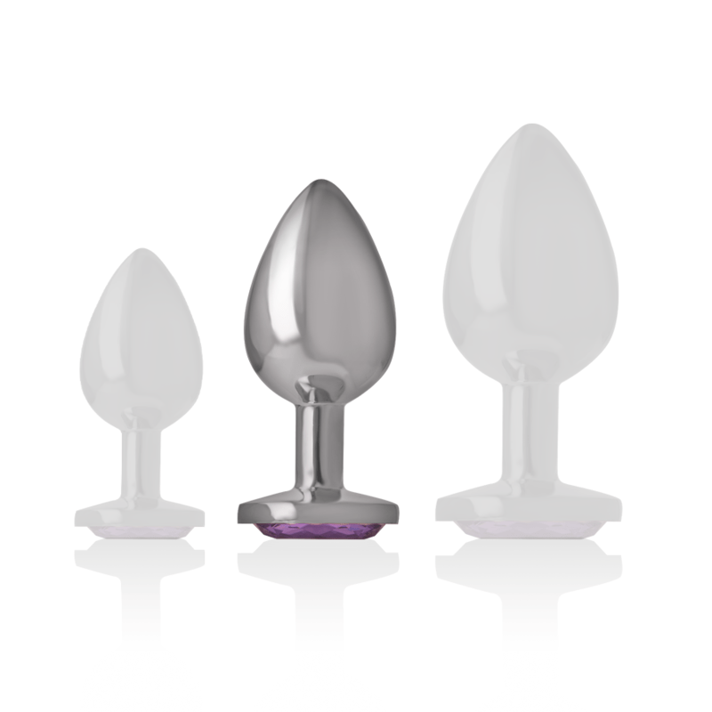 INTENSE - ALUMINUM METAL ANAL PLUG WITH VIOLET CRYSTAL SIZE M - Amore24
