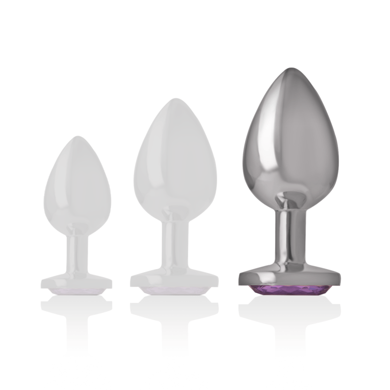 INTENSE - ALUMINUM METAL ANAL PLUG WITH VIOLET CRYSTAL SIZE L - Amore24