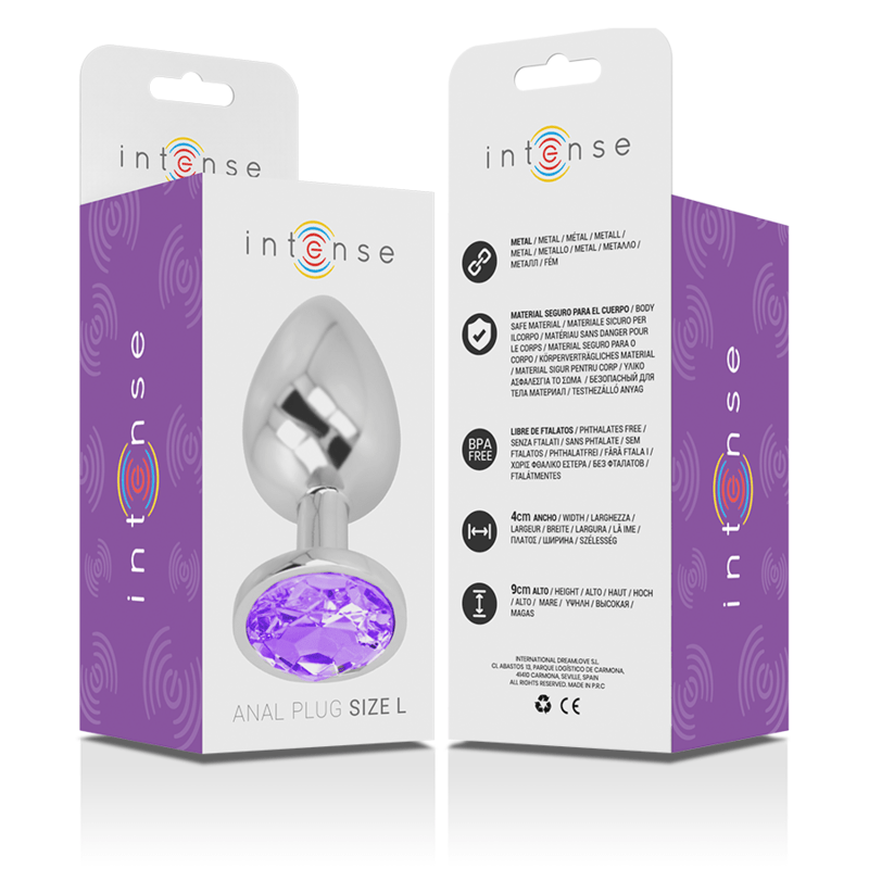 INTENSE - ALUMINUM METAL ANAL PLUG WITH VIOLET CRYSTAL SIZE L - Amore24