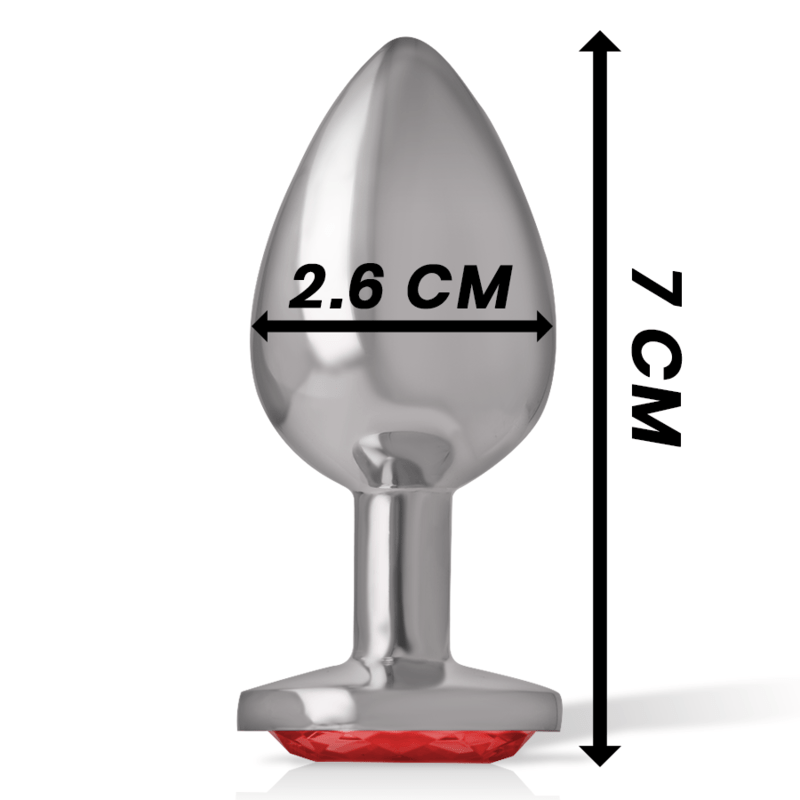 INTENSE - ALUMINUM METAL ANAL PLUG WITH RED CRYSTAL SIZE S - Amore24