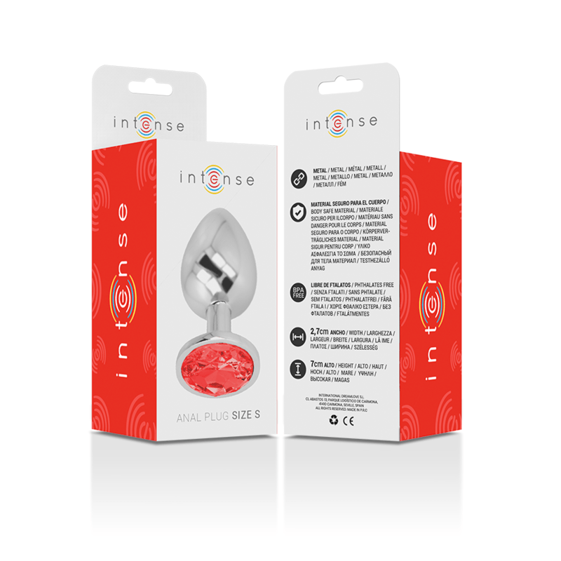 INTENSE - ALUMINUM METAL ANAL PLUG WITH RED CRYSTAL SIZE S - Amore24