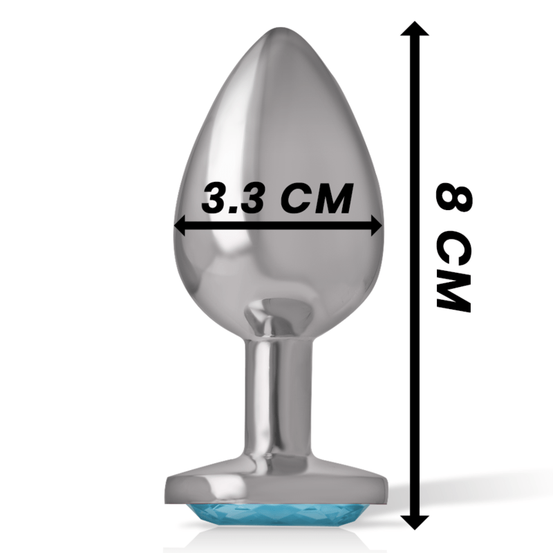 INTENSE - ALUMINUM METAL ANAL PLUG WITH BLUE GLASS SIZE M - Amore24