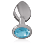 INTENSE - ALUMINUM METAL ANAL PLUG WITH BLUE GLASS SIZE M - Amore24