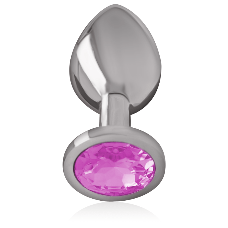 INTENSE - ALUMINUM METAL ANAL PLUG WITH PINK CRYSTAL SIZE S - Amore24