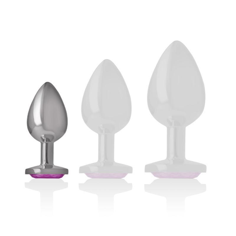 INTENSE - ALUMINUM METAL ANAL PLUG WITH PINK CRYSTAL SIZE S - Amore24