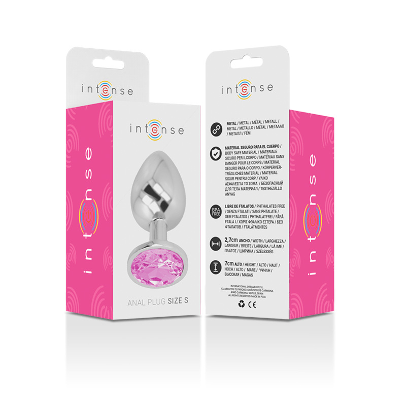 INTENSE - ALUMINUM METAL ANAL PLUG WITH PINK CRYSTAL SIZE S - Amore24