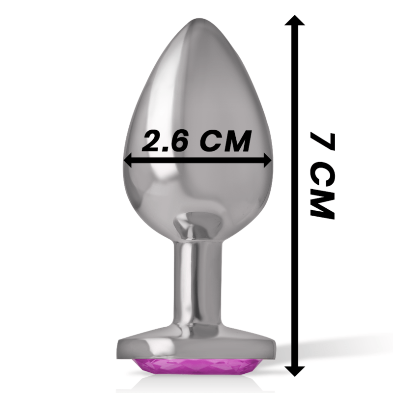 INTENSE - ALUMINUM METAL ANAL PLUG WITH PINK CRYSTAL SIZE S - Amore24