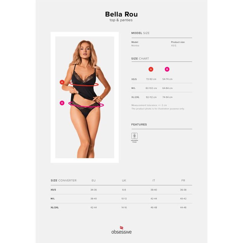 OBSESSIVE - BELLA ROU TOP & PANTIES XS/S - Amore24