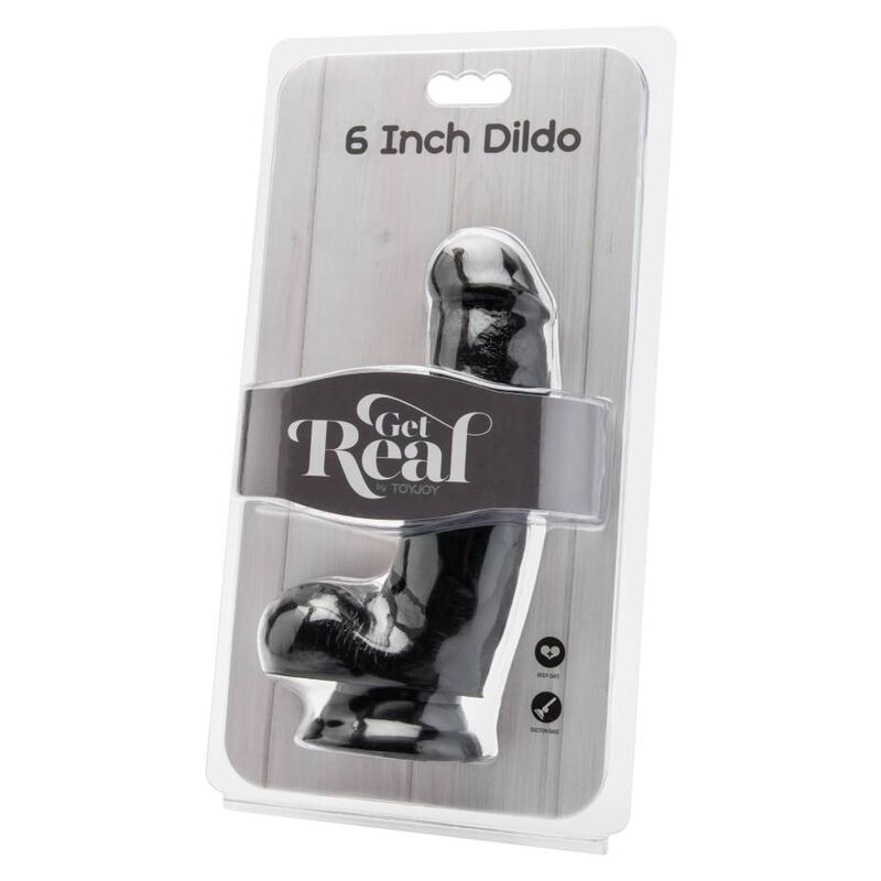 GET REAL - DILDO 12 CM WITH BALLS BLACK - Amore24