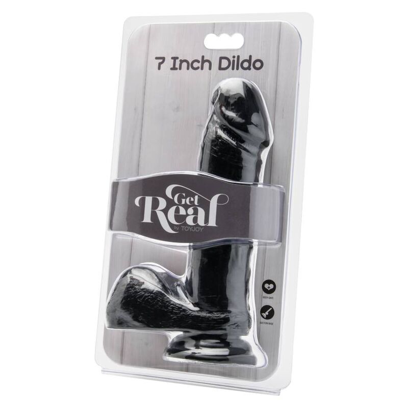 GET REAL - DILDO 18 CM WITH BALLS BLACK - Amore24