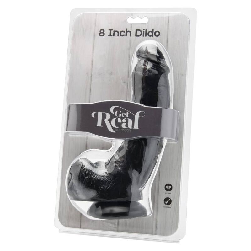 GET REAL - DILDO 20,5 CM WITH BALLS BLACK - Amore24