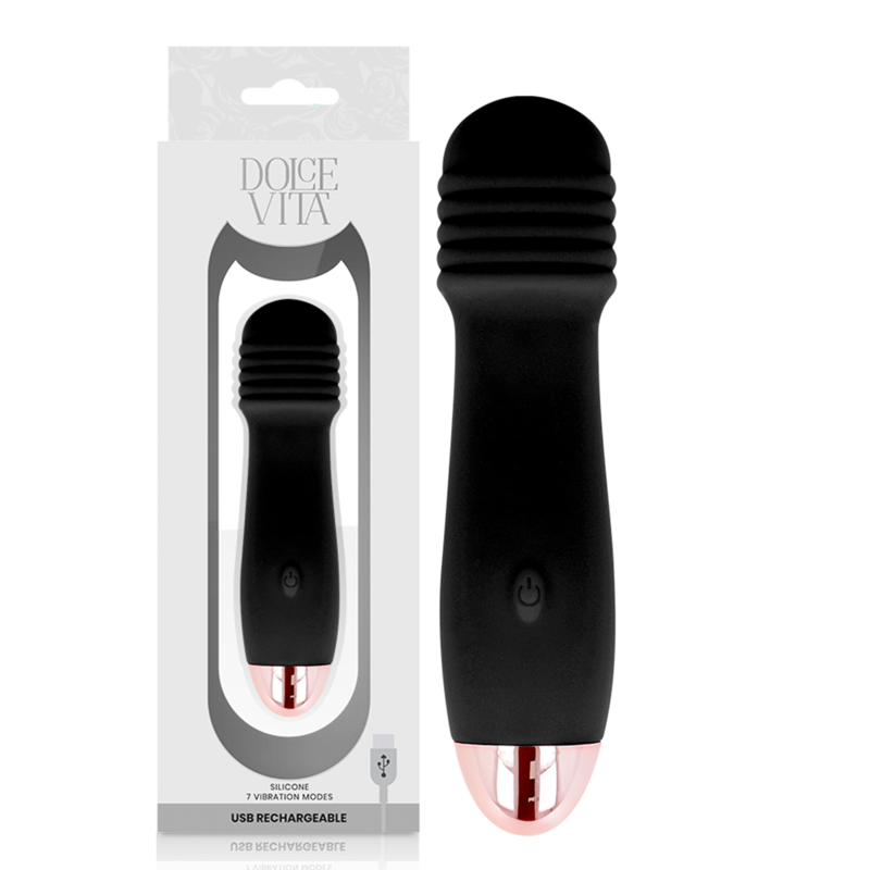 DOLCE VITA - RECHARGEABLE VIBRATOR THREE BLACK 7 SPEED - Amore24