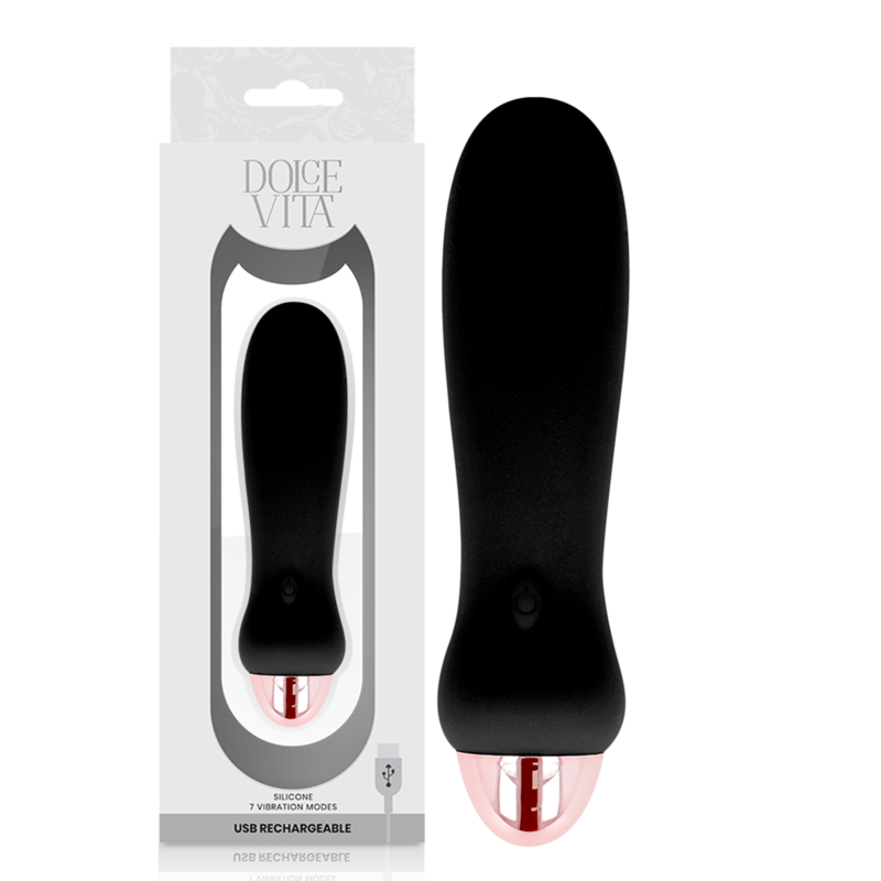 DOLCE VITA - RECHARGEABLE VIBRATOR FIVE BLACK 7 SPEEDS - Amore24