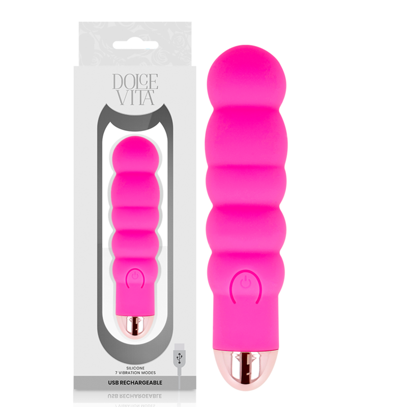 DOLCE VITA - RECHARGEABLE VIBRATOR SIX PINK 7 SPEEDS - Amore24