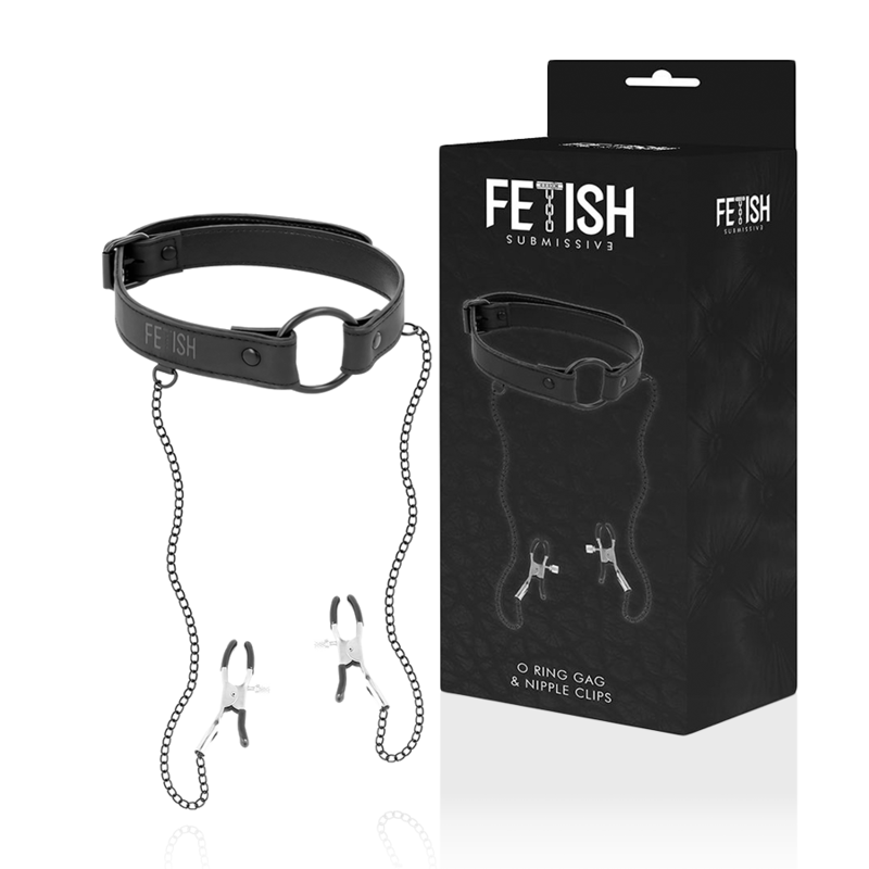 FETISH SUBMISSIVE - GAG RING WITH NIPPLE CLAMPS - Amore24