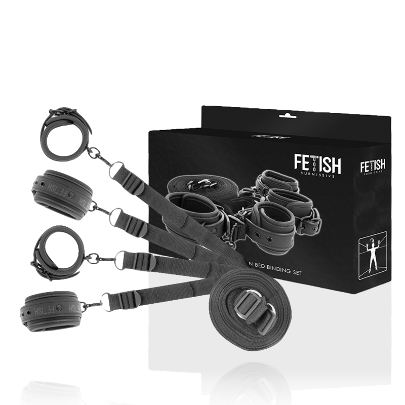 FETISH SUBMISSIVE - SET OF HANDCUFFS AND TIES WITH NOPRENE LINING - Amore24