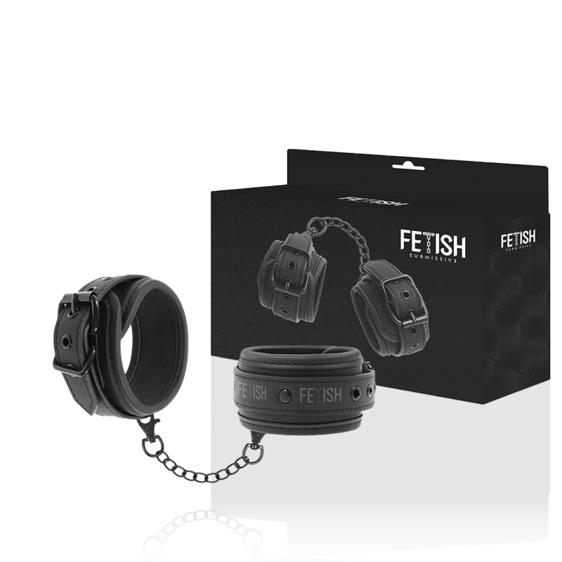 FETISH SUBMISSIVE - VEGAN LEATHER HANDCUFFS WITH NOPRENE LINING - Amore24