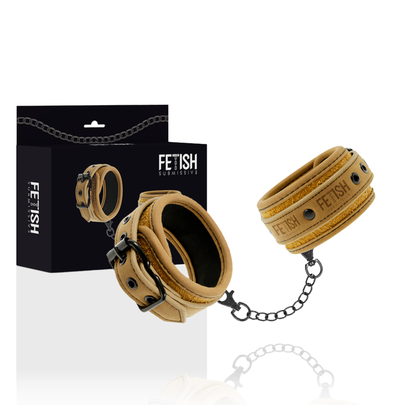 FETISH SUBMISSIVE ORIGEN - VEGAN LEATHER HANDCUFFS WITH NEOPRENE LINING - Amore24