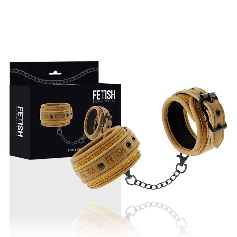 FETISH SUBMISSIVE ORIGEN - VEGAN LEATHER ANKLE CUFFS WITH NEOPRENE LINING - Amore24