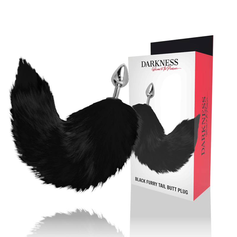 DARKNESS - SILVER ANAL PLUG 8 CM WITH BLACK TAIL - Amore24