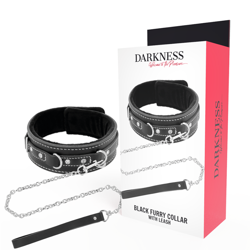 DARKNESS - HIGH QUALITY LEATHER NECKLACE WITH LEASH - Amore24