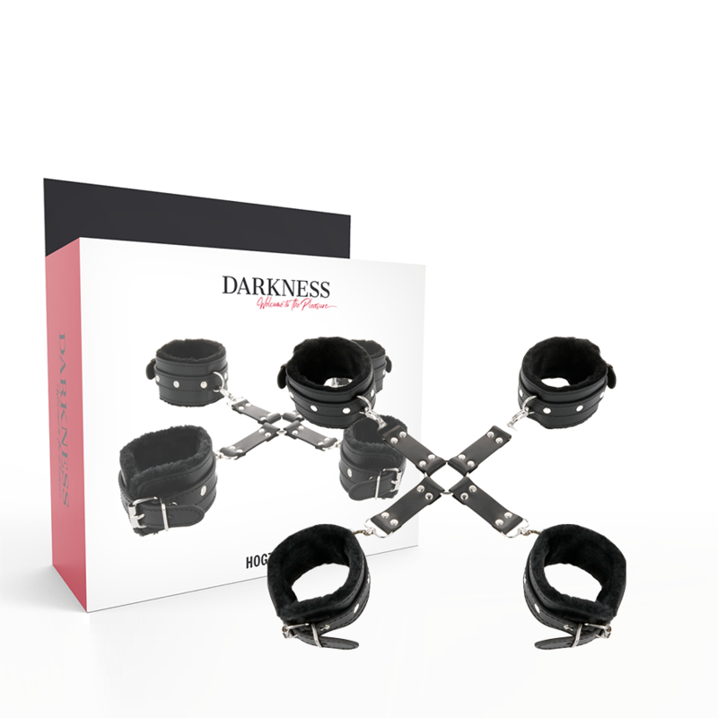 DARKNESS - LEATHER HANDCUFFS FOR FOOT AND HANDS BLACK - Amore24