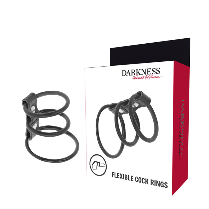 DARKNESS - SET OF 3 FLEXIBLE PENIS RINGS - Amore24