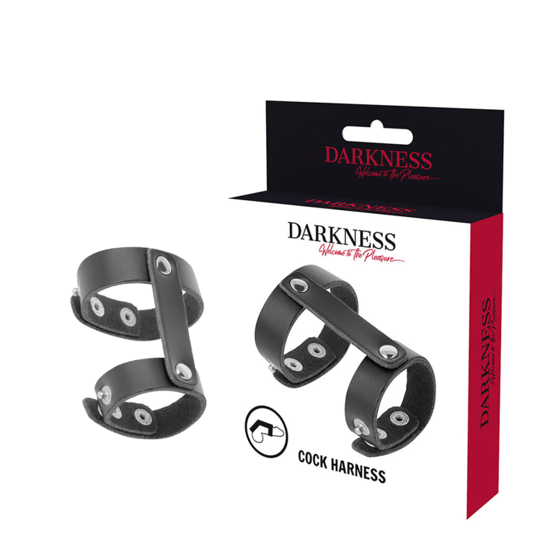 DARKNESS - LEATHER ADJUSTABLE PENIS AND TESTICLE RING - Amore24