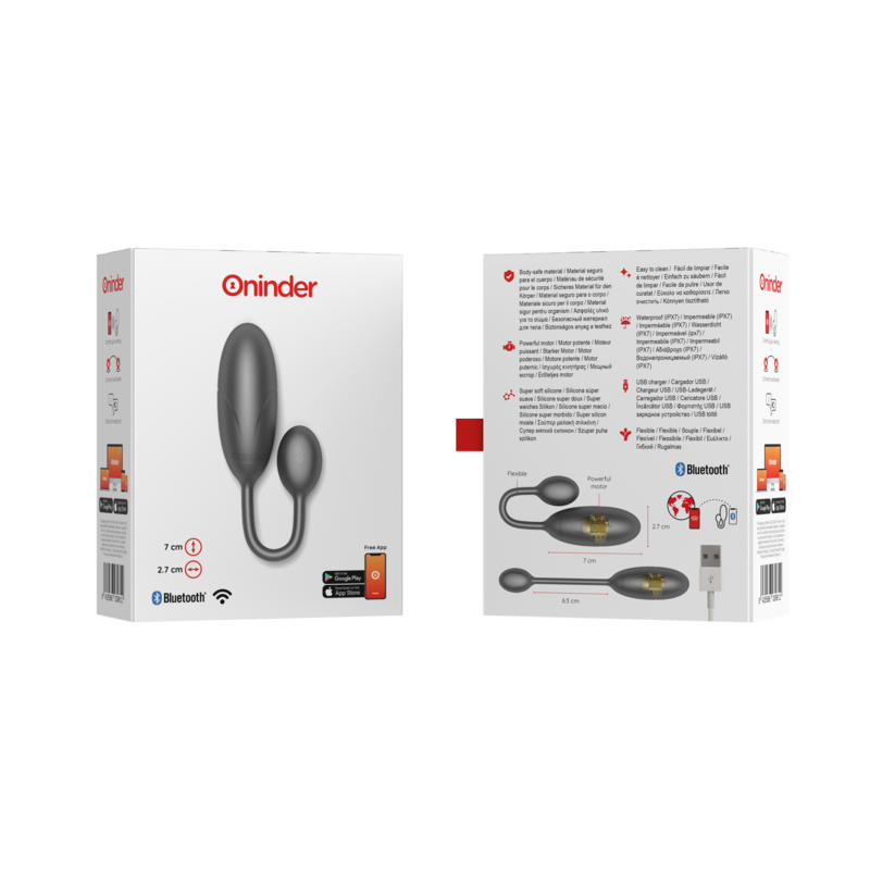 ONINDER - DENVER VIBRATING EGG BLACK 7 X 2.7 CM FREE APP - Amore24