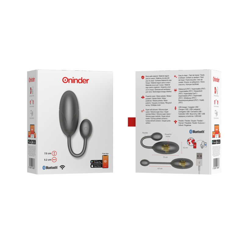 ONINDER - TOKYO VIBRATING EGG BLACK 7.5 X 3.2 CM FREE APP - Amore24