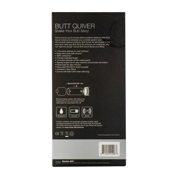 ROCKS-OFF - BUTT QUIVER P-POINT STIMULATOR 7 SPEEDS BLACK - Amore24