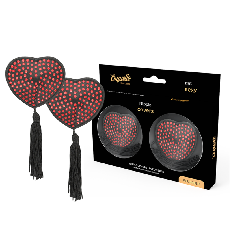 COQUETTE CHIC DESIRE - NIPPLE COVERS HEART BLACK / RED - Amore24