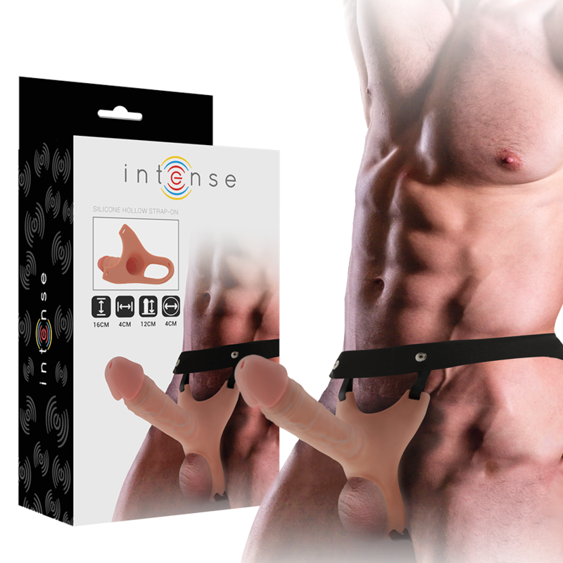 INTENSE - HOLLOW HARNESS WITH SILICONE DILDO 16 X 3.5 CM - Amore24