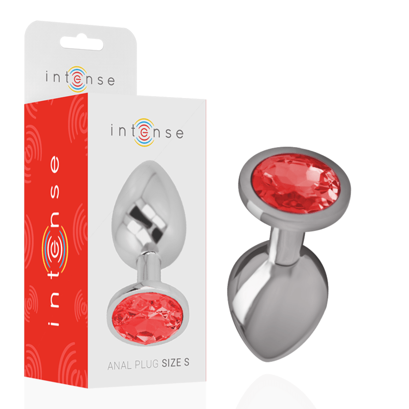 INTENSE - ALUMINUM METAL ANAL PLUG WITH RED CRYSTAL SIZE S - Amore24
