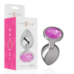 INTENSE - ALUMINUM METAL ANAL PLUG WITH PINK CRYSTAL SIZE S - Amore24