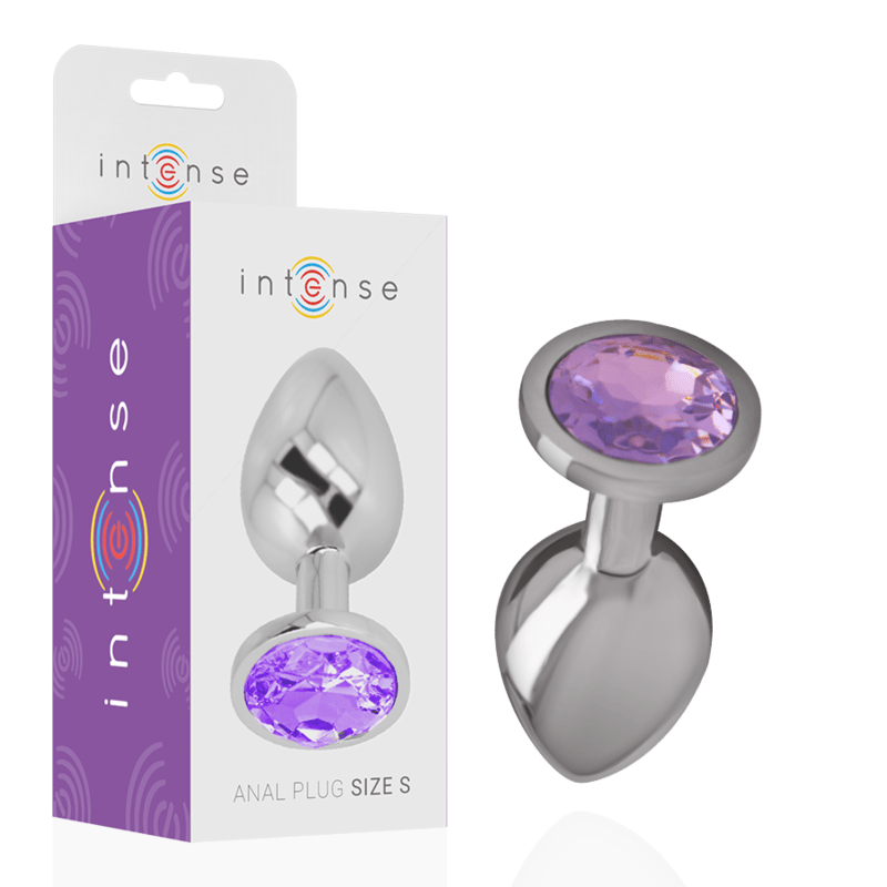 INTENSE - ALUMINUM METAL ANAL PLUG WITH VIOLET CRYSTAL SIZE L - Amore24