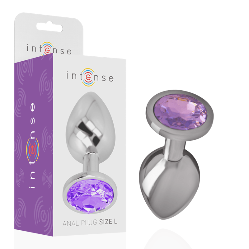 INTENSE - ALUMINUM METAL ANAL PLUG WITH VIOLET CRYSTAL SIZE S - Amore24