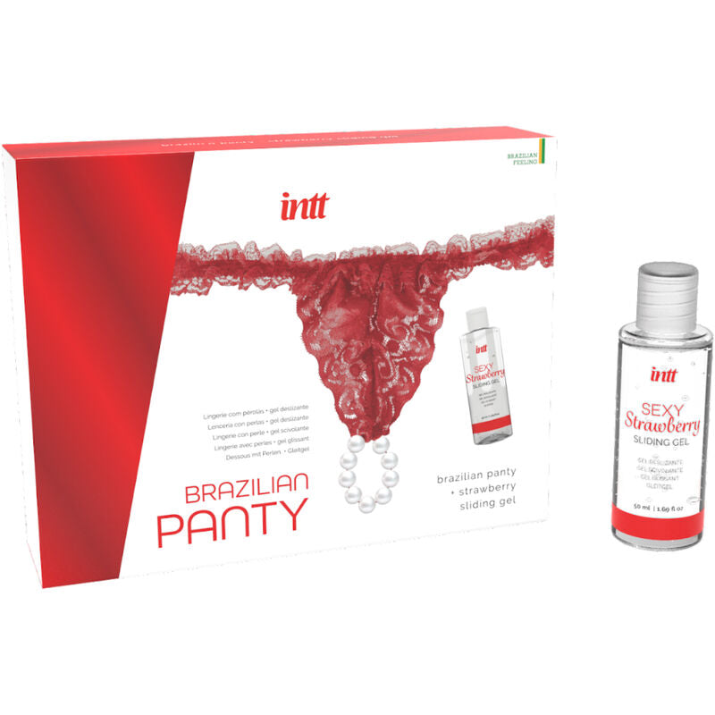 INTT RELEASES - BRAZILIAN RED PANTY WITH PEARLS AND LUBRICATING GEL 50 ML - Amore24