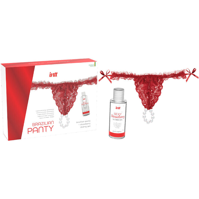 INTT RELEASES - BRAZILIAN RED PANTY WITH PEARLS AND LUBRICATING GEL 50 ML - Amore24