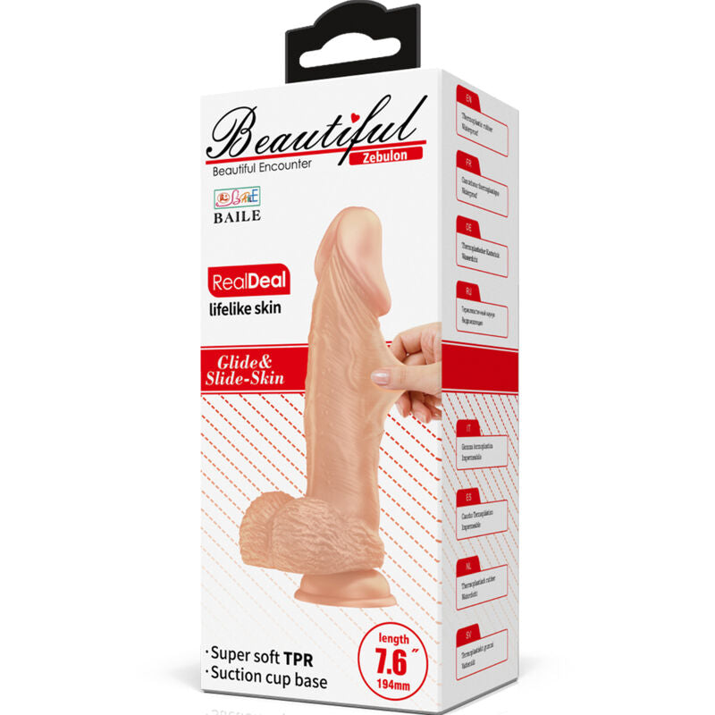 BAILE - BEAUTIFUL ENCOUNTER ZEBULON FLEXIBLE REALISTIC DILDO 19.4 CM NATURAL - Amore24