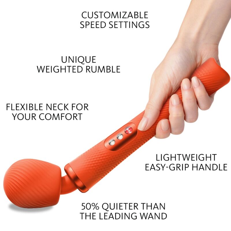 FUN FACTORY - VIM SILICONE RECHARGEABLE VIBRATING WEIGHTED RUMBLE WAND SUNRISE ORANGE - Amore24