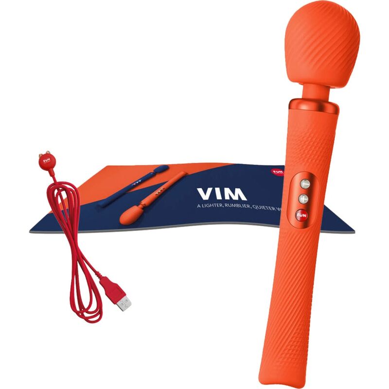FUN FACTORY - VIM SILICONE RECHARGEABLE VIBRATING WEIGHTED RUMBLE WAND SUNRISE ORANGE - Amore24