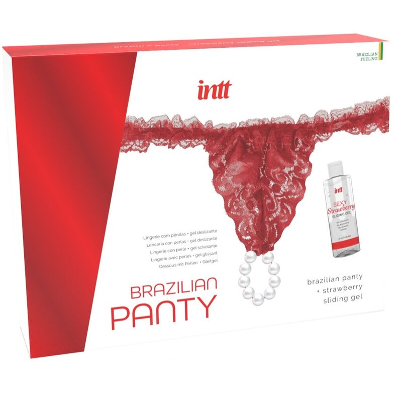 INTT RELEASES - BRAZILIAN RED PANTY WITH PEARLS AND LUBRICATING GEL 50 ML - Amore24