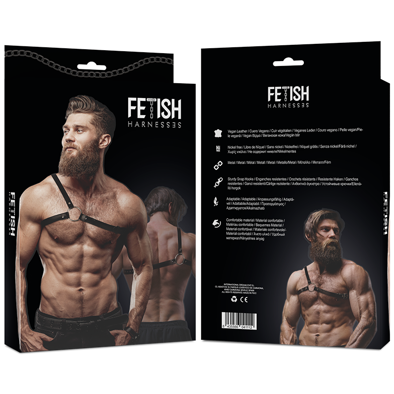 FETISH SUBMISSIVE - ATTITUDE MENS CROSSED SHOULDER ECO LEATHER HARNESS - Amore24