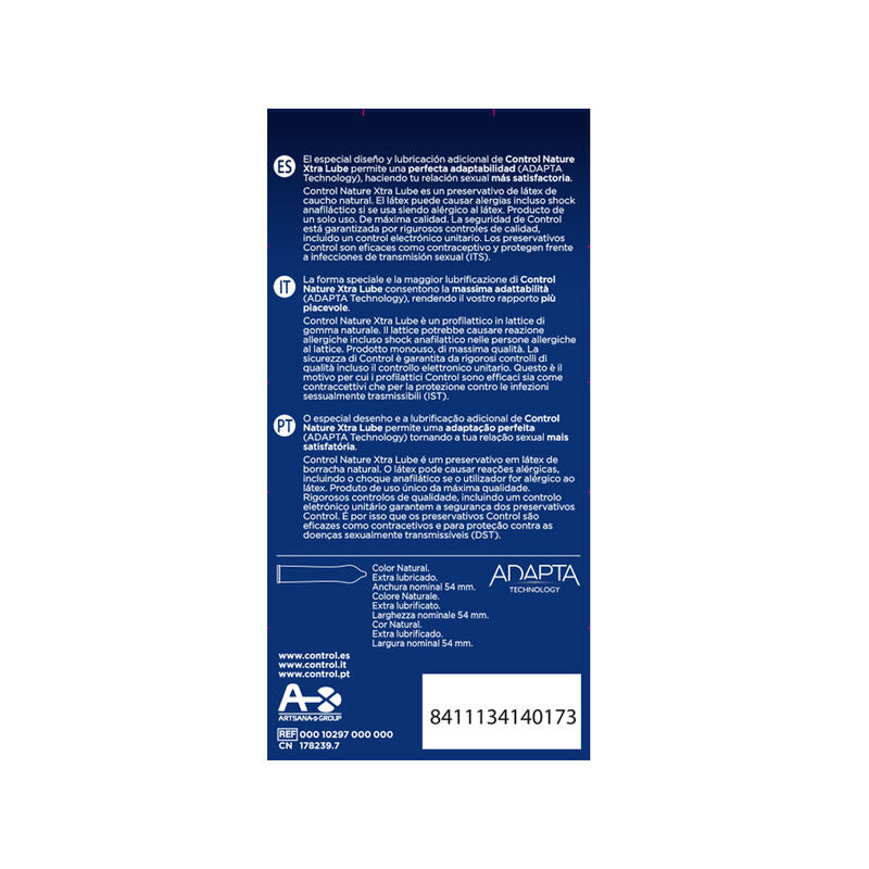 CONTROL - ADAPTA NATURE EXTRALUBE CONDOMS 12 UNITS - Amore24
