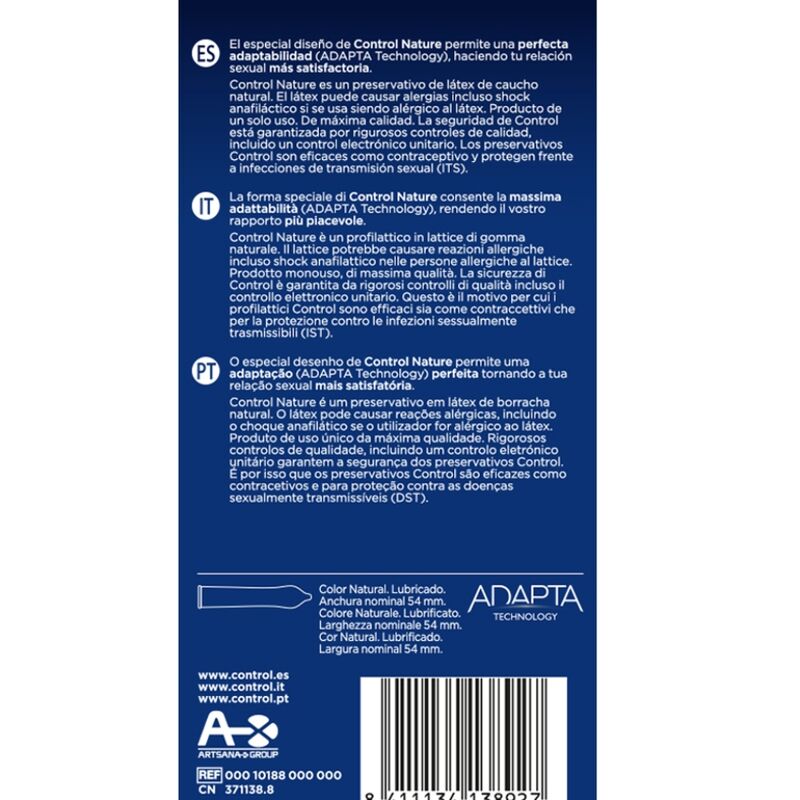 CONTROL - ADAPTA NATURE CONDOMS 6 UNITS - Amore24