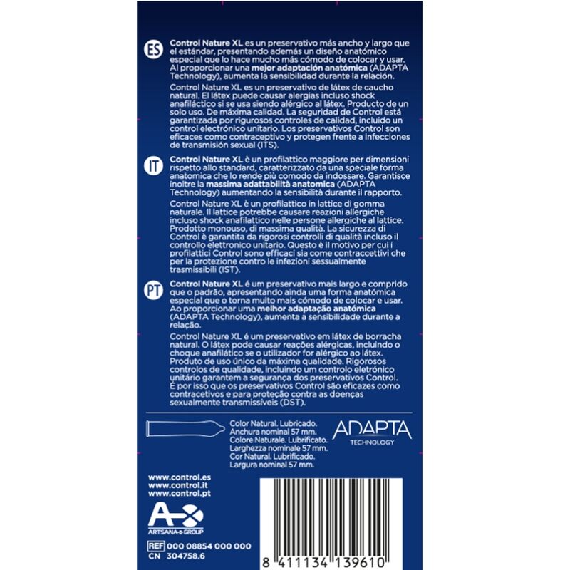 CONTROL - ADAPTA NATURE XL CONDOMS 12 UNITS - Amore24