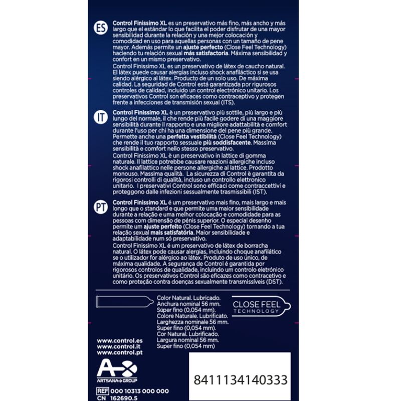 CONTROL - FINISSIMO XL CONDOMS 12 UNITS - Amore24